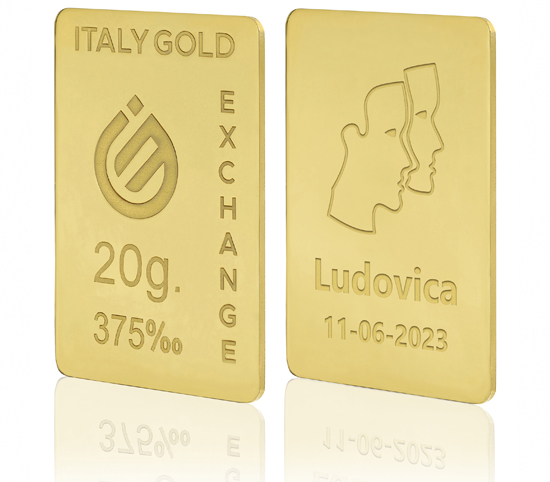 Gold ingot Good Luck Charms - Gemini - 9Kt - 20gr IGE GOLD